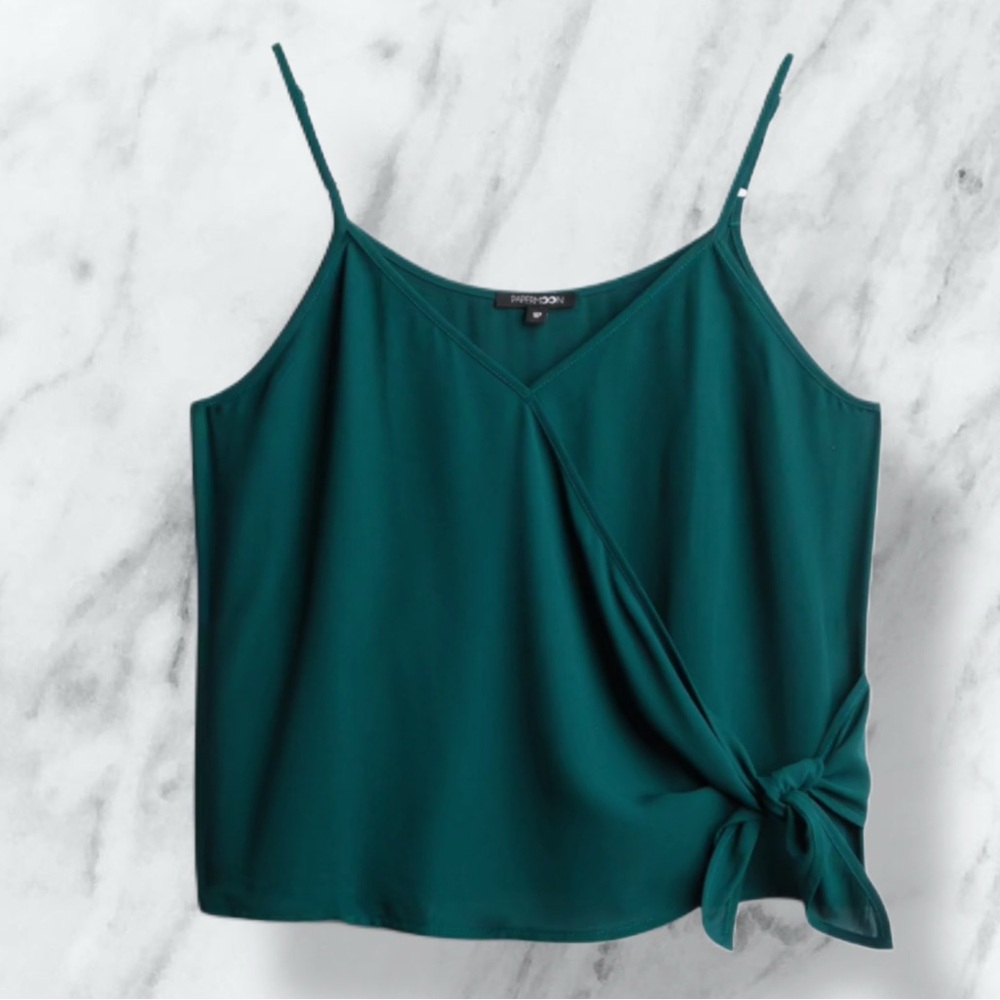 Papermoon Conway Faux Wrap Blouse - Dark Green
